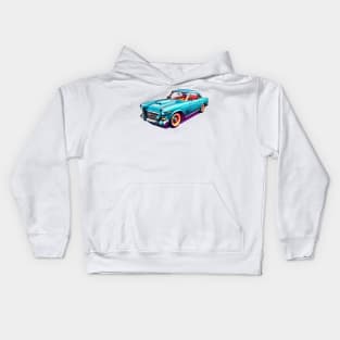 Colored Classic Car Design in Vibrant Vector Style Kids Hoodie